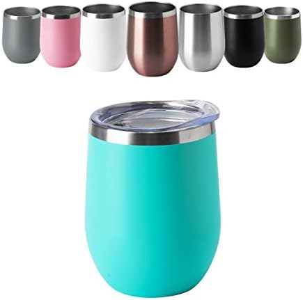HASLE OUTFITTERS 12oz Wine Tumbler with Lid Stemless Wine Glasses Double Wall Vacuum Travel Mugs stainless steel Coffee Cup for Cold & Hot Drinks Wine Coffee Cocktails Beer 12 Pack Light Blue - Image 2