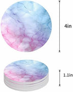 Coaster for Drinks 4 Pack,Natural Marble Agate Stone Texture Absorbent Round Ceramic Stone with Cork Base,Pink Blue Gradient Drink Coaster Cup Mats for Home Dining Coffee Tables - Image 4