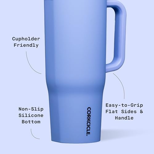 Corkcicle Cruiser Tumbler with Handle & Straw, 40 oz, Periwinkle - Image 4