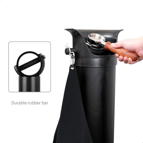 watchget Commercial Espresso Knock Box - Floor Standing Coffee Ground Bin with Removable Bar, Non-Slip Base, Heavy-Duty Barista Dump Bin Includes 30 Garbage Bags, Black - Image 6