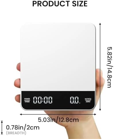 Digital Coffee Scale with Timer, 3kg/0.1g Precision,& Insulating Mat, for Espresso & Hand Brewing, Square Design(USB Black B) - Image 4