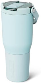 BrüMate Resa Flip 35oz Travel Tumbler with Covered Flip Down Straw | 100% Leakproof Water Bottle | Made of Insulated Stainless Steel | Cup Holder Friendly Silicone Base | 35oz (Blue Agave) - Image 2