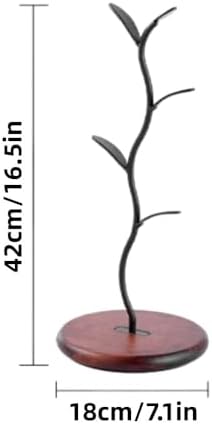 Cup Holder, Countertop Mug Tree, Coffee Cup Organizer, Cup Rack with 4 Hooks, Wooden Base Mug Stand for Living Room, Cafe, Bar - Image 2