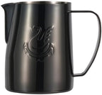 Milk Frother Cup Stainless Steel Espresso Coffee Making Cup Milk Jugs Latte Art Swan Frothing Pitcher Coffeeware(600ml,Black) - Image 2