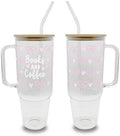 Sip-Sip Hooray! Books and Coffee 40oz Glass Tumbler with Lid and Straw by Sip-SipHooray