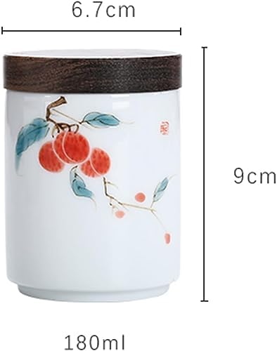 Tea Canister, Tea Caddy Portable Travel Tea Caddy Moisture-Proof Coffee Bean Tin with Wooden Lid Food Storage Jar for Coffee/Sugar/Loose Tea Leaf(F) - Image 2