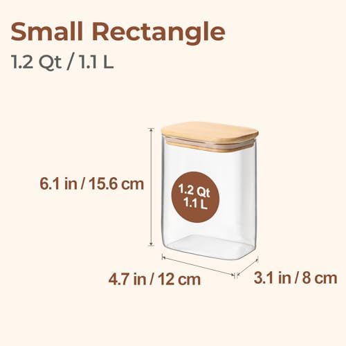 ComSaf Glass Storage Containers with Lids 1.2 Qt, Set of 4 Food Storage Jar - Image 2