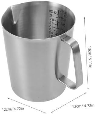 Stainless Steel Milk Frothing Pitcher Cup 1000ml with Handle - Image 2