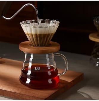 SODEF V60-02 Glass Coffee Carafe Set 500ml - Pour Over Coffee Dripper Server with Lid - Image 2