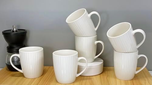 11 Ounce Porcelain Mugs, Set of 6 Coffee Mugs for Tea, Milk, Hot Cocoa, White - Image 6