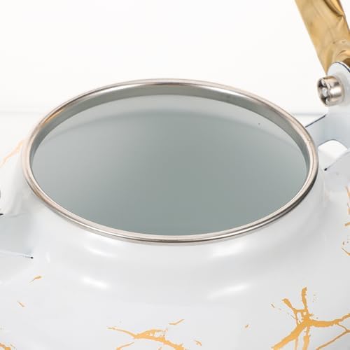 Marble Pattern Enamel Tea Kettle, 1.7L Stovetop Water Kettle for Home Use, Suitable for Gas Furnace and Induction Cooker, Ideal for Brewing Tea, Coffee, and More - Image 5