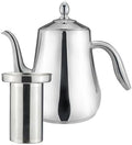 Gooseneck Tea Kettle with Lid Broad-Mouth Stainless Steel Pour Over Coffee Teapot with Strainer Polished for Kitchen, 1550ml by Unknown