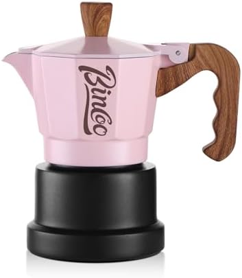 Bincoo Espresso Maker Stovetop,Camping Moka Pot 2 Cup/120ML,Stove Top Espresso Italian Coffee Maker,Easy to Use (Pink-black) by Bincoo