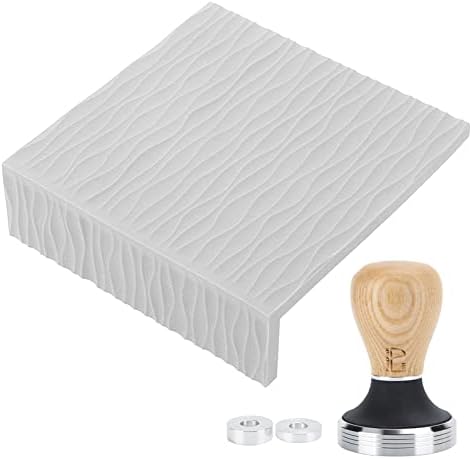 Coffee Tamper Set with Beech Handle and Embossed Tamping Mat for Home Cafe Use, 58mm Size, Silicone and Stainless Steel, Includes 1 Tamping Mat and 1 Tamper (Grey) - Image 6