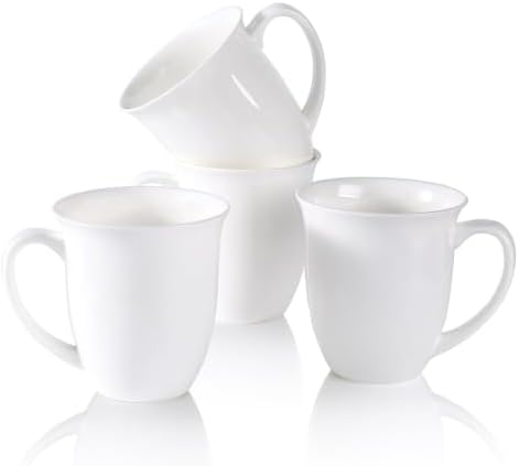 Fine Bone China Coffee Mugs Set of 4, 13 oz,White by COSTMANCE