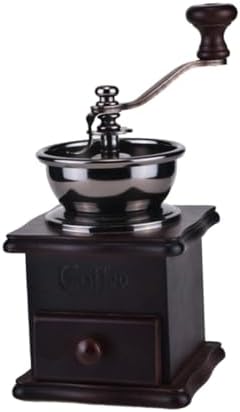 Manual Coffee Bean Hand Grinder Wooden Burr Mill for Grain by COOLHIYA