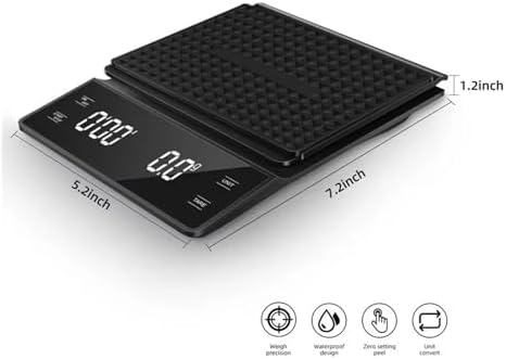 3kg/0.1g Coffee Scale with Timer, Digital Multifunction Weighing Scale for Pour Over, Drip, and Espresso – Kitchen Tool(A) - Image 7