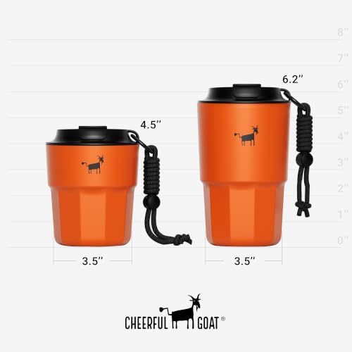 CHEERFUL GOAT Ceramic Lined Coffee Mug – Stainless Steel Travel insulated Tumbler with Ceramic Liner, with lid, 10oz Cup for Hot and Cold Water Coffee at Home, Office, or On the Go (Orange) - Image 2
