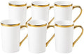 White and Gold Coffee Mugs Set of 6, 12 oz Porcelain by Loymokinar