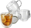 Double Wall Glass Coffee Mugs with Handle, 8.5 oz, Set of 4, espresso coffe cups in your gift box,for latte,tea bags,insulated for hot and cold drinks, Borosilicate Glass by Unknown