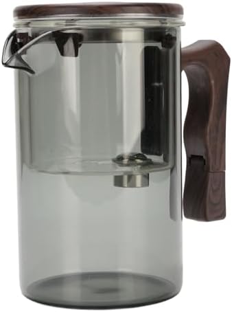 WALFRONT Glass Teapot with Strainer Heatproof Glass Tea Maker with Stainless Steel Infuser Removable Inner Liner Wood Handle Fine Filtration for Loose Leaf Tea Home Office (Grey 750ml) - Image 2