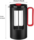 French Press Coffee Maker Coffee Press With Plastic Handle, Double Wall Insulation & Stainless Steel Filter Screen, High Borosilicate Glass Liner, For Coffe And Tea(/White,1l) - Image 7