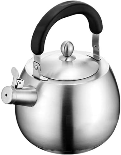 304 Stainless Steel Whistling Tea Kettle with Ergonomic Bakelite Handle Tea Pot Suitable for All Stovetop Kettle Teapot Silver by Unknown