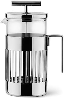 Alessi 9094/8 - Design Press Filter Coffee Maker, 18/10 Stainless Steel, Mirror Polished and Glass, 8 Cups by Alessi