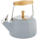Chantal SVEN Enamel on Steel Whistling Teakettle with Natural Wood handle, 1.4 quarts (Fog Grey) by Chantal
