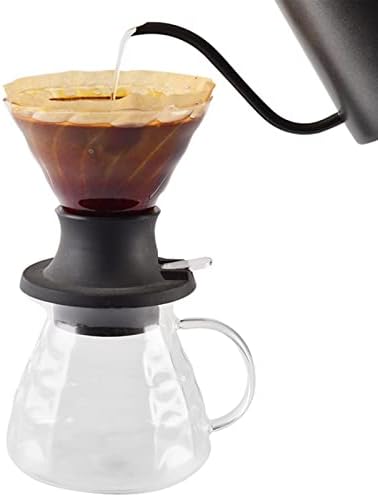 Coffee Filters Immersion Coffee Dripper Glass Pour Over Coffee Maker V Shape Drip Coffee Filter with Push Switch Black - Image 3