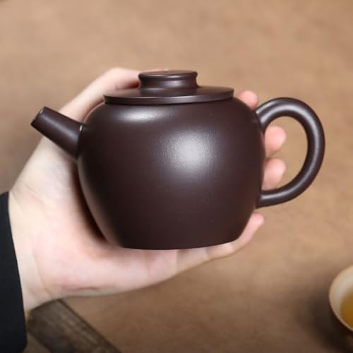 Tea Kettle Tea Ceremony Purple Clay Teapot Household Single Use Purple Clay Flat Cover Teapot Ceramic Tea Infuser - Image 4