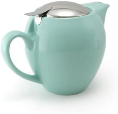 ZERO JAPAN Aqua Mist Ceramic Teapot, Japanese Teapot with Stainless Steel Lid and Removable Infuser, Soft Aqua Glaze, Made in Mino Japan, 19.6 oz - Image 4