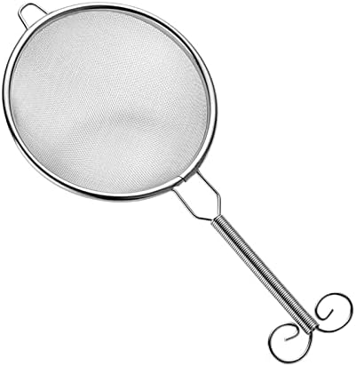 Stainless Steel Fine Mesh Kitchen Strainer with Small Skimmer Spoons - Premium Quality Flour Sieve and Tea Infuser - Cooking Accessories for Culinary Enthusiasts by Unknown