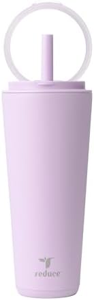 REDUCE Halo 32 oz Stainless Steel Vacuum Insulated Tumbler - Spill Proof Travel Mug with Flip Handle Lid - Keeps Drinks Cold for 32 Hrs - Dishwasher Safe - Cupholder Friendly - Lilac Bud by Reduce