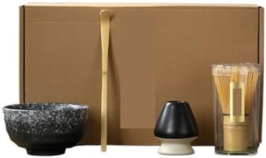 Matcha Blender Ceremony 4/5/6pcs Set Ceramic Chawan Bowl Bamboo Whisk And Tea Scoop Tools Kit(Style B 4PCS) by Unknown