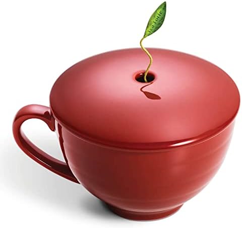 Tea Forte Cafe Cup Ruby Red Porcelain Tea Cup and Lid, Steeps 8 oz., Microwave and Dishwasher Safe (Pack of 2) - Image 2
