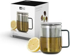 AdHoc Yuna Tea Glass with Tea Infuser, Grey Glass/Stainless Steel 18.9oz by AdHoc