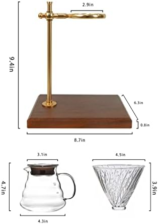 L'ÉPICÉA Pour Over Coffee Maker Set, Pour Over Coffee Maker with Stand, Adjustable Stainless Steel Stand, Wooden Base, Paper Filters, Cone Glass Coffee Carafe, Pour Over Coffee Dripper - Image 6