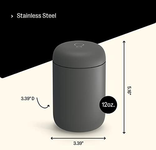 Fellow 12 oz Carter Wide Travel Mug - Wide Mouth Vacuum-Insulated Stainless Steel Coffee Mug - Tea and Coffee Tumbler - Travel Coffee Mug with Ceramic Interior - Slate Grey - Image 4