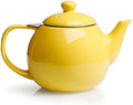 Sweese Teapot, Porcelain Tea Pot with Stainless Steel Infuser, Blooming & Loose Leaf Teapot - 27 ounce, Yellow by Sweese