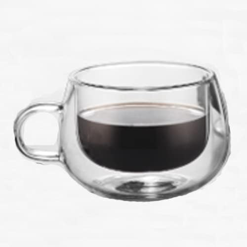 Double Wall Glass Coffee Cup, Insulated Tea, Café, Milk Mug (2-piece pack) (130ml, Vintage) - Image 4