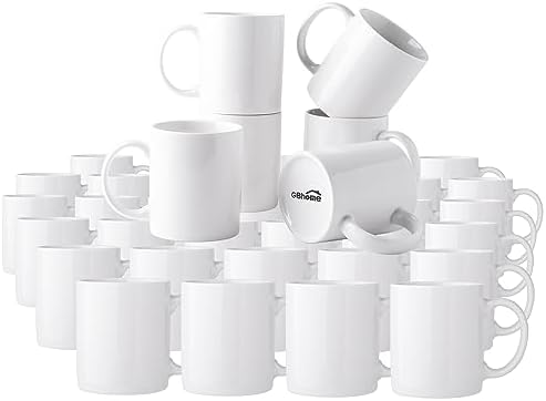 GBhome White Coffee Mugs Set of 36, 12 oz Ceramic Coffee Cups by GBhome