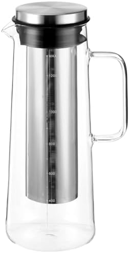 Cold Brew Pitcher, 1.4 L 48 Oz Borosilicate Glass Cold Brew Coffee Maker with Stainless Steel Mesh Insert and Airtight Lid, Ice Tea Maker for Home Beverage - Image 3