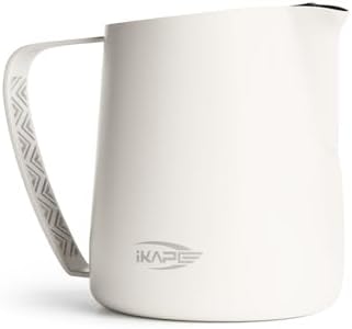 IKAPE Milk Frothing Pitcher 15.2oz Milk Frother Cup Espresso Milk Frothing Pitcher Stainless Steel Frothing Pitcher for Latte Art, Black by IKAPE