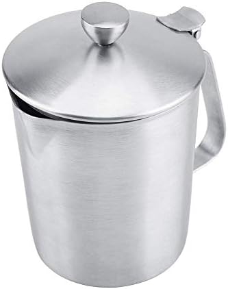 Stainless Steel Milk Frothing Pitcher Milk Frothing Pitcher High Capacity Stainless Steel Milk Frothing Pitcher Coffee Cup Mug with Cover Measurement(1000ML) - Image 6