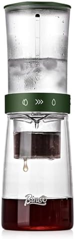 Bincoo Drip Cold Brew Coffee Maker,450ml High Borosilicate Glass Ice Drip Coffee Brewer,Adjustable Dual-Outlet Drip Speed, Constant Pressure Brewing by Bincoo