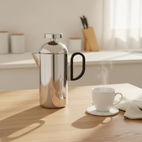 Coffee Pouring Kettle Stainless Steel Coffee Pot Carafe Pitcher Teapot With Internal Rustproof Build Polished Secure Lid Compact Design suitable for home minimalist style - Image 4