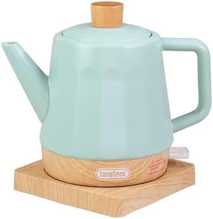 Electric Kettle Ceramic 1.2 qt, Automatic Shut Off, Fast Boiling Kettles Teapot, Hot Water Boiler For Coffee & Tea, Prevent Boil Dry, 1000W, Dusty Blue by LongSeed