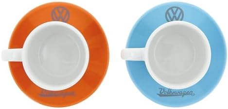 BRISA VW Collection - Volkswagen Espresso Cups Coffee-Tea-Cappuccino Set in Beetle Design (Beetle Front/100ml/3.4 fl oz) (Set of 2 (light blue, orange)) - Image 5