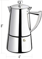 Cuisinox Roma Stovetop Espresso Maker COF-6R, Stainless Steel Coffee Percolator Stovetop, Heat-Resistant & Non-Reactive, 6-Cup Italian Espresso Maker Easy to Clean, Durable Stove Top Percolator - Image 5